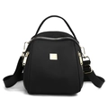 Versatile black nylon shell bag with gold hardware and adjustable strap for women - Black