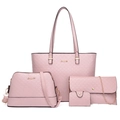 Set di 4 borse da donna rosa con borsa a tracolla trapuntata e pochette coordinata - Four-Piece Set / Rosa
