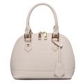 Borsa a mano color crema con trama a coccodrillo e raffinati accessori dorati - Bianco