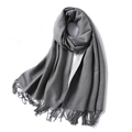 Thick minimalist winter scarf in double-sided dark and light grey with tassel edges - 200x65cm / Dark And Light Gray (WT350-24)