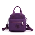 Purple nylon crossbody bag with dual handles and adjustable straps for women - L / Purple