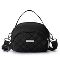 Borsa a tracolla in nylon nero con trapuntatura a rombi e doppia tasca con cerniera - Nero