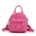 Multi-purpose rose red nylon mini crossbody bag with adjustable strap and logo - L / Rose Red