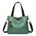 Bolso tote verde oscuro de gran capacidad en cuero granulado con correa ajustable - Verde