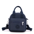 Dark blue nylon crossbody and backpack hybrid featuring dual straps and a logo pocket - Dull Blue