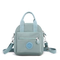 Mint green nylon crossbody phone bag with adjustable strap and front zipper pocket - Aqua