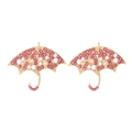 Orecchini a perno a ombrello dorati con strass rosa e imitazioni di perle bianche - Pesca