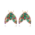 Orecchini a falena di lusso con pietre verdi a goccia e strass multicolore dorati - Colorato/Pietra Principale Verde (Stile Falena)