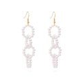 Boucles d'oreilles pendantes multicouches en perles avec crochets dorés pour femme - Perle fantaisie