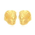 Exaggerated golden alloy human face stud earrings with vintage Greek relief design - Gold