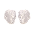 Vintage silver goddess face portrait earrings with detailed classical female relief design - Silver