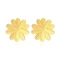 Minimalist gold alloy flower stud earrings with textured petals in a retro floral design - Gold