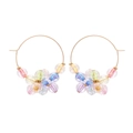 Golden hoop earrings with colorful aurora beads featuring iridescent gradient crystal clusters - Light Multi-color