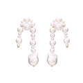 Baroque pearl drop earrings with elegant golden hook and white gradient pearls - White