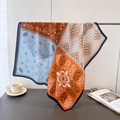 Elegante foulard di seta quadrato con stampa paisley in arancione vivace e blu - Stile Paisley Patchwork Arancione Blu (FG90-3) / Arancione