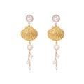 Orecchini a conchiglia dorati con nappe di perle e design francese in stile esagerato - Oro