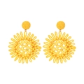Handgefertigte Bast-Sonnenblumen-Ohrringe mit gelben Perlen im Boho-Sommerstil - Gelb