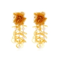 Handmade woven yellow mesh flower earrings with faux pearl tassels in bohemian style - Ginger Yellow