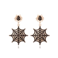 Pendientes de telaraña gótica en metal dorado y esmalte negro para Halloween - Dorado Negro