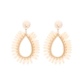 Boucles d'oreilles bohèmes en raphia en forme de goutte avec placage or et perles tressées - Blanc Cassé