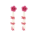 Handgefertigte Perlen-Ohrringe mit rosa Blumen und Quasten für den Boho-Urlaub - Rosa Rose + Weiße Quaste
