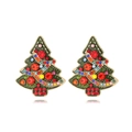 Pendientes de árbol de Navidad con diamantes de colores y detalles de aleación - Circonita de Colores