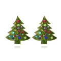 Orecchini albero di Natale con strass multicolori e placcatura in oro su sfondo bianco - Zircone Colorato