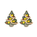 Pendientes de árbol de Navidad coloridos con cristales brillantes y perlas para mujer - Diamantes de Imitación de Colores + Perlas de Imitación