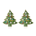 Orecchini ad albero di Natale con glitter verdi, perle e strass colorati - Strass Colorati + Perle Imitate