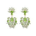 Boucles d'oreilles fleuries de luxe avec cristaux verts et finition dorée pour femme - Noir & Blanc (Vert Réel)