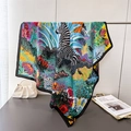 Foulard di seta zebrato artistico con motivi tropicali per mare e stile elegante - 90*90cm / Verde (FM291-1)