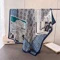 Grande foulard quadrato in finta seta con stampe zebra e motivi floreali esotici - 90*90cm / Blu (FM291-2)