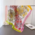 Elegante grote vierkante sjaal van imitatiezijde met bloemenprint voor dames chic - Groen