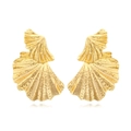 Auffällige Ginkgoblatt-Ohrringe in Goldoptik mit strukturierter Oberfläche im Retro-Design - Gold