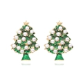 Orecchini a forma di albero di Natale con smalto verde e perle finte in oro lega - Colorato