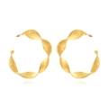 Orecchini a cerchio ritorti in metallo dorato vintage con trama a foglia elegante - Oro
