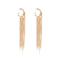 Elegante lange goldene Quastenohrringe mit C-Form Perlensteckern und Ketten-Layern - Gold