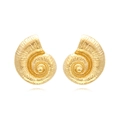 Goldene Nautilusschnecken-Ohrstecker im Vintage-Strandstil mit strukturierter Optik - Gold