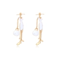 Pendientes artísticos de aleación dorada con diseño de esmalte blanco sobre fondo blanco - Blanco
