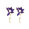 Eleganti orecchini a loto blu con perla bianca e strass in finitura dorata - Blu/Oro