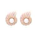 Pendientes de perla y concha elegantes con esmalte rosa y acabado en oro fino - Colorido