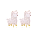 Cute alpaca stud earrings in cream white alloy with colorful enamel details - Colorful