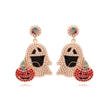 Ghost and pumpkin earrings with pearls and colorful rhinestones for Halloween charm - Colorful