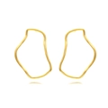 Orecchini geometrici irregolari dorati con curve asimmetriche artistiche su sfondo bianco - Oro