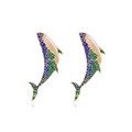 Schicke blau-grüne Emaille-Walfisch-Ohrstecker aus Goldlegierung für Damen - Bunt