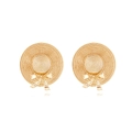 Minimalist gold bow-knot straw hat earrings with woven texture in a vintage style - Gold