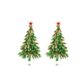Orecchini ad albero di Natale in smalto verde con stella dorata e cristalli su fondo bianco - Colorato