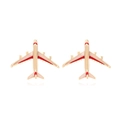 Cute golden airplane stud earrings with red and pink enamel finish on white background - Multicolor (Gold/Red/White)