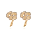 Elegante Ohrstecker in Ginkgoblatt-Optik mit Kunstperlen und funkelnden Kristallen - Strass-Stil