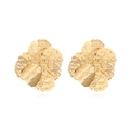 Vintage oversized hammered gold flower earrings with textured metallic finish - Gold